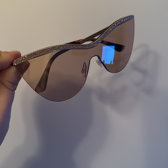 JIMMY CHOO KRISTEN SUNGLASSES - Trendy Shield Mask Silhouette Sunglasses - Picture 4 of 5